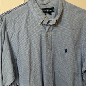 Ralph Lauren Men's Light Blue Plaid Shirt 16.5 x 36-37